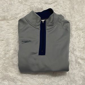 Mens Speedo fleece lined 1/4 zip pullover sweater navy
